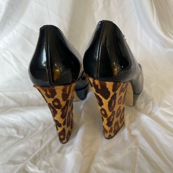 Boutique 9 Black Patent Leopard heel platform - Picture 2 of 4